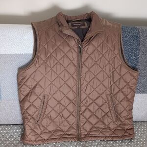 Johnston & Murphy Men's Brown Quilted Zippered Vest,Size XXXL.